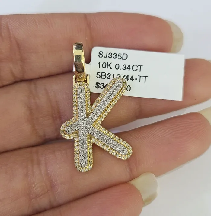Globalwatches10 10k Yellow Gold Diamond K Charm Pendant Initial Alphabet Letter Real Genuine Charm Necklaces Globalwatches10 10k Yellow Gold Diamond K Charm Pendant Initial Alphabet Letter Real Genuine Charm Necklaces