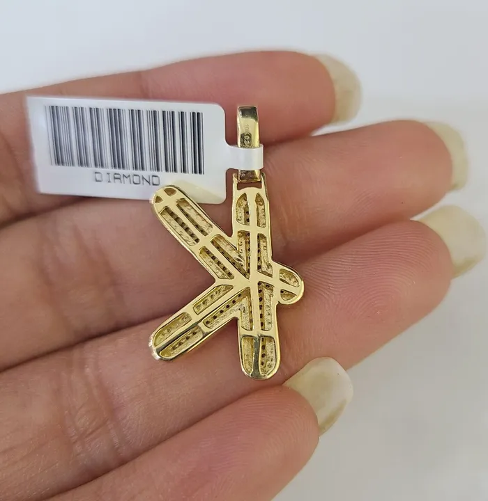 Globalwatches10 10k Yellow Gold Diamond K Charm Pendant Initial Alphabet Letter Real Genuine Charm Necklaces