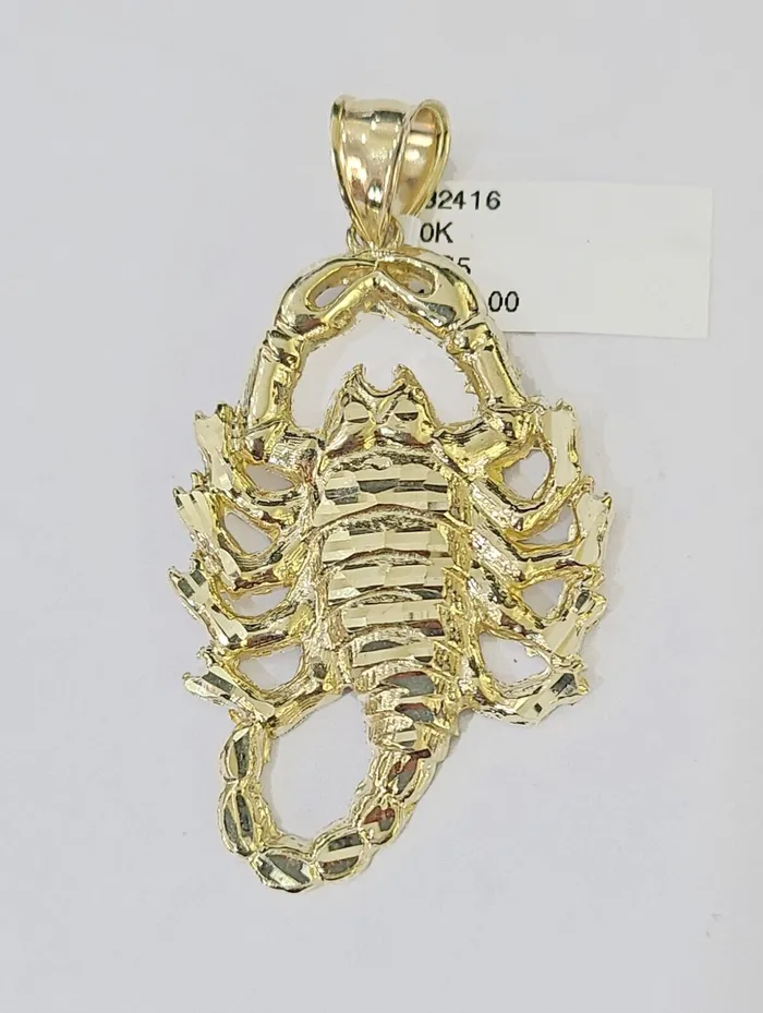 Globatwatches10 Charm Necklaces 10K Yellow Gold Scorpion Charm Pendant Zodiac Sign Real 10k Real Genuine