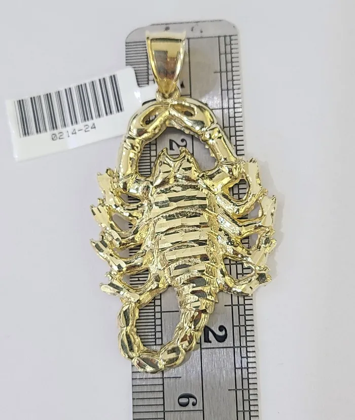 Globatwatches10 Charm Necklaces 10K Yellow Gold Scorpion Charm Pendant Zodiac Sign Real 10k Real Genuine