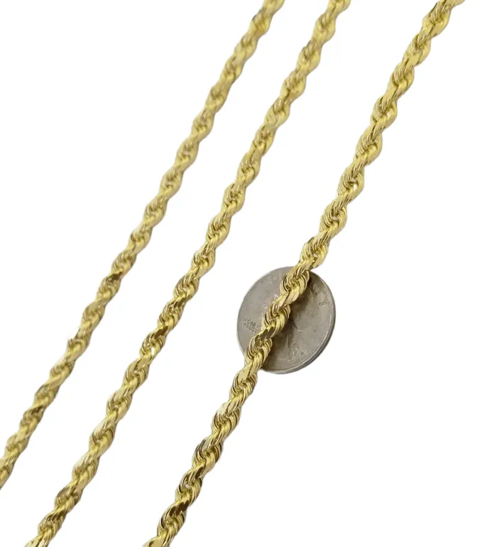 Gold and Diamond 10k Real Gold Chain Solid Rope Necklace 7mm 20 Inch On Sale Free Shipping Necklaces