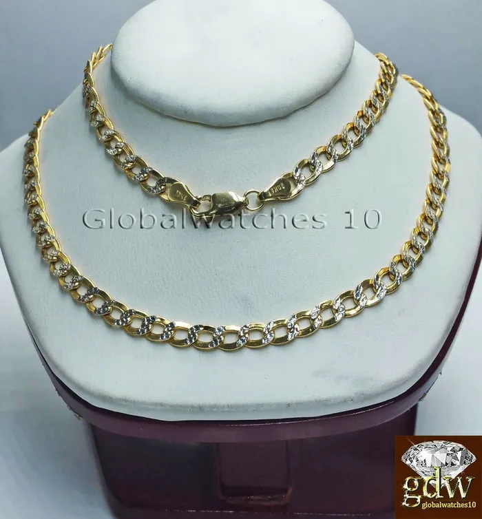 Gold and Diamond Earrings Real 10k Yellow Gold Miami Cuban Diamond Cut Chain in Various Length 2226 Inch