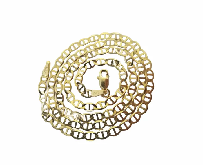 Gold and Diamond Real 10k Yellow Gold Mariner Anchor Link Chain 3mm Necklace 16 Inch Necklaces