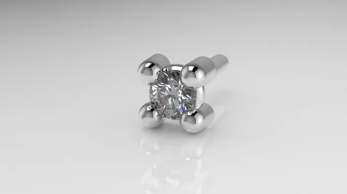 JCM DESIGN JEWELRY Earrings 14K Ear Piercing with 1 Diamond 15mm 4 Prongs