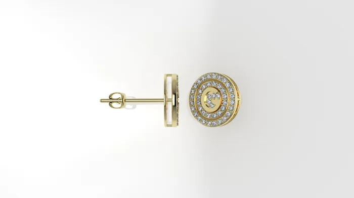 JCM DESIGN JEWELRY Earrings Yellow Gold Earrings with 90 DIAMONDS VS1 Stt Prongs double circles letter G JCM DESIGN JEWELRY Earrings Yellow Gold Earrings with 90 DIAMONDS VS1 Stt Prongs double circles letter G