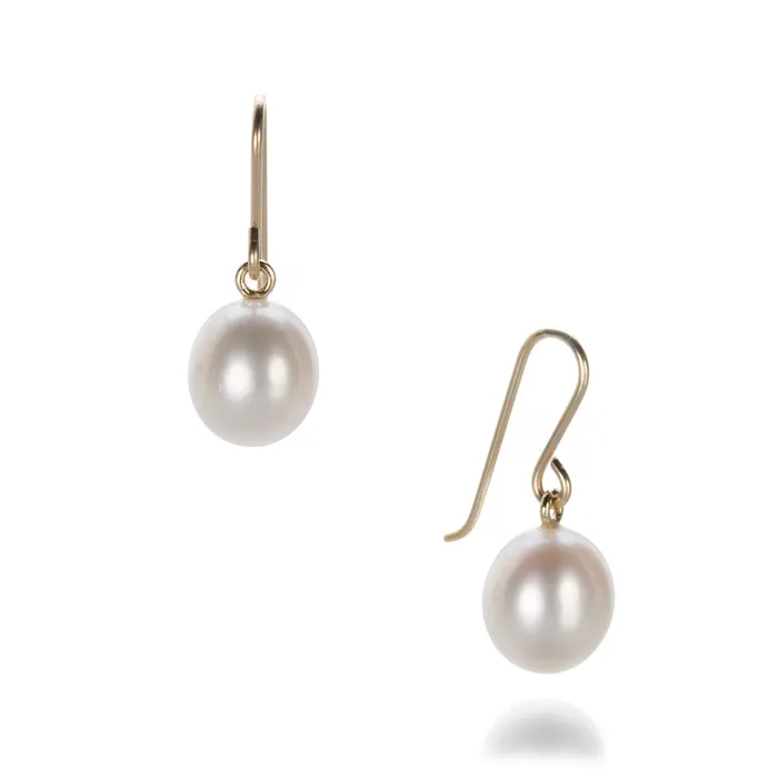Maria Beaulieu Earrings White Pearl Drop Earrings