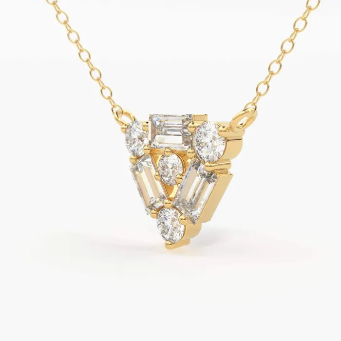 Necklaces Baguette Diamond Necklace 14k Gold Triangle Shaped Round and Baguette Diamond Necklace Minimalist Layering Gold Necklace Charm Necklace Jalvi Co Necklaces Baguette Diamond Necklace 14k Gold Triangle Shaped Round and Baguette Diamond Necklace Minimalist Layering Gold Necklace Charm Necklace Jalvi Co