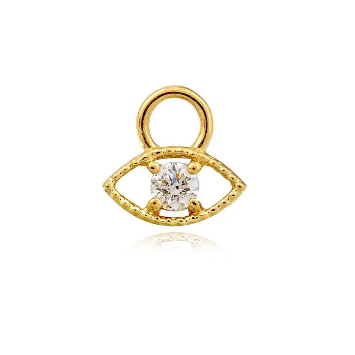 Alev Collection Charm Necklaces Gold Border Evil Eye Huggie Charm