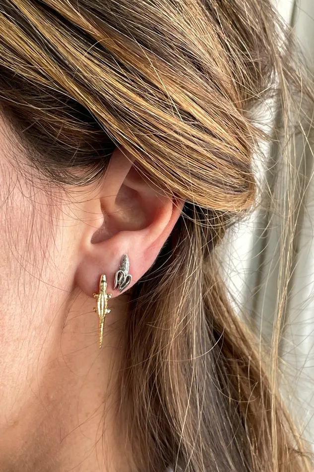 BIBI VAN DER VELDEN Earrings White Gold Diamond Banana Stud BIBI VAN DER VELDEN Earrings White Gold Diamond Banana Stud