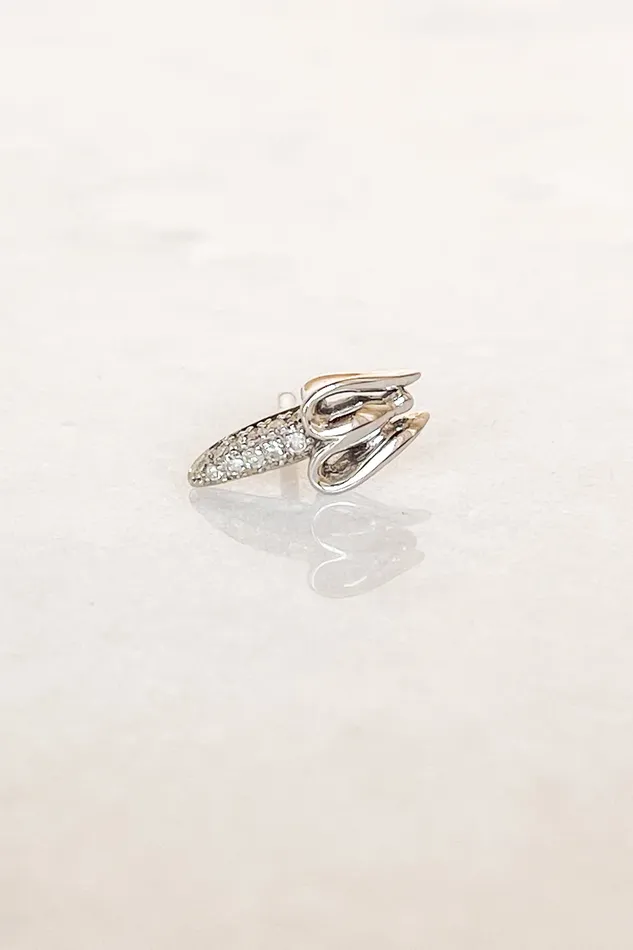 BIBI VAN DER VELDEN Earrings White Gold Diamond Banana Stud BIBI VAN DER VELDEN Earrings White Gold Diamond Banana Stud