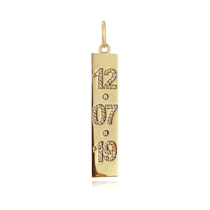 Charm Necklaces Alev Collection Date Pave Plate Charm