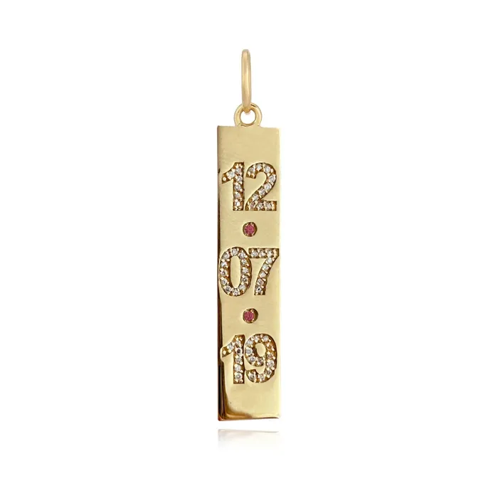 Charm Necklaces Alev Collection Date Pave Plate Charm