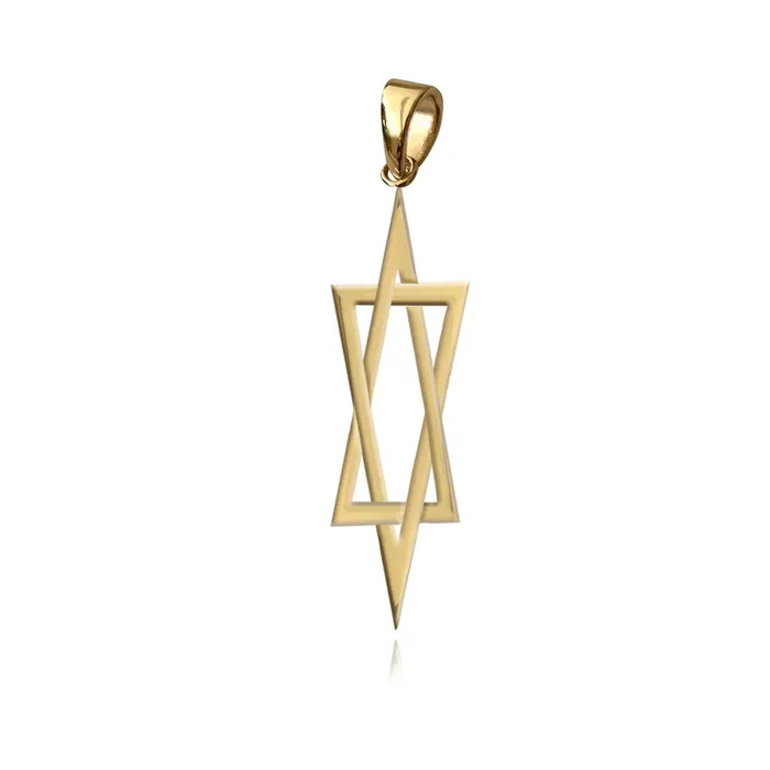 Charm Necklaces Alev Jewelry Stretched Gold Star of David Charm