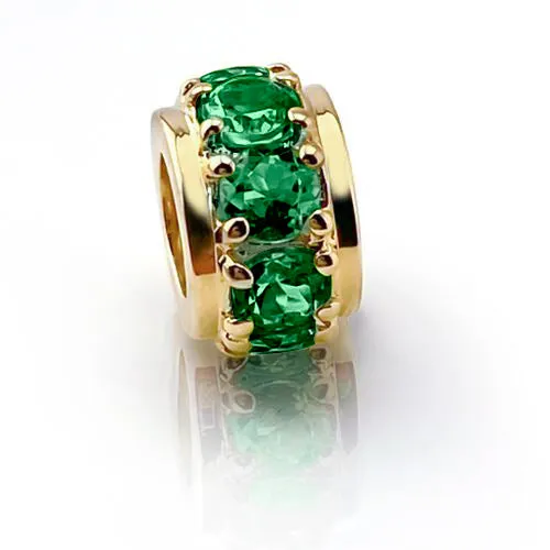 Charm Necklaces Elisa Ilana 14K Yellow Gold Emerald Wheel Charm