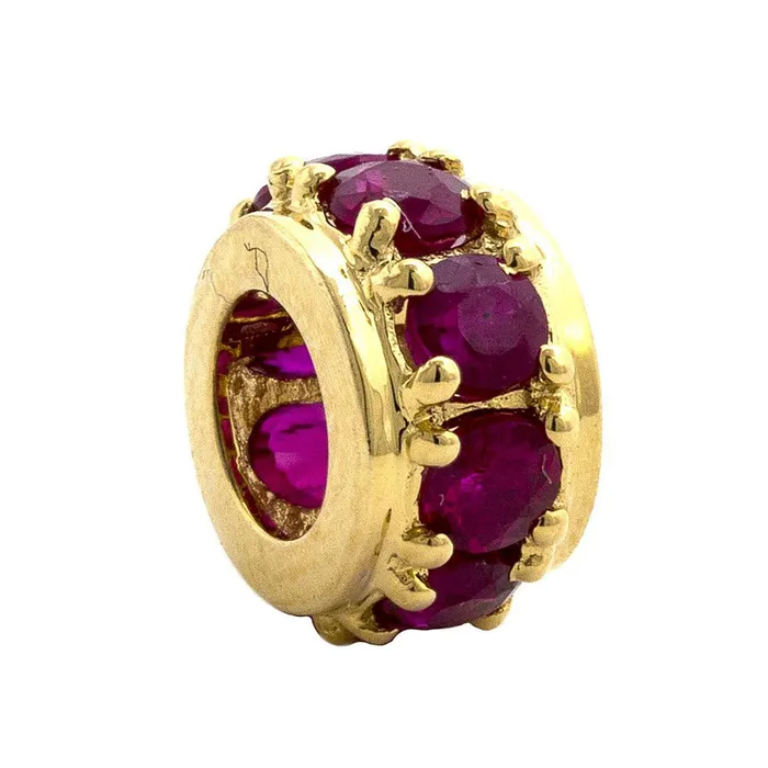 Charm Necklaces Elisa Ilana 14K Yellow Gold Ruby Wheel Charm