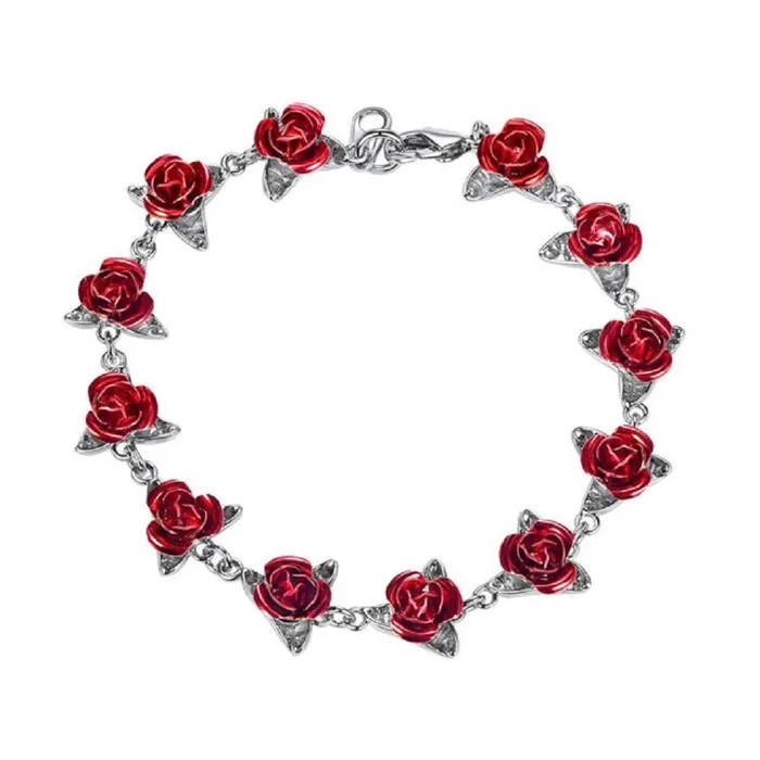 Charm Necklaces sparklingselections Womens Bridesmaids Red Rose Flowers Wrist Chain Charm Bracelets Charm Necklaces sparklingselections Womens Bridesmaids Red Rose Flowers Wrist Chain Charm Bracelets