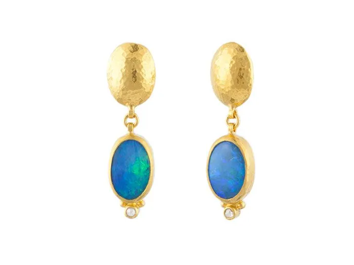 Earrings GG GOLD OOAK GURHAN Rune Gold Opal Single Drop Earrings 13x9mm Oval on Post Top Earrings GG GOLD OOAK GURHAN Rune Gold Opal Single Drop Earrings 13x9mm Oval on Post Top