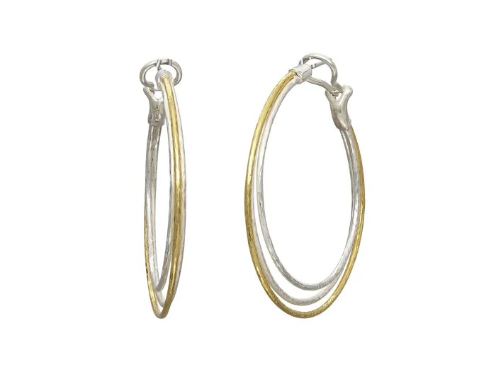 Earrings GG SILVER CLS GURHAN Twist Sterling Silver Hoop Earrings Triple Rings 2 Gold Accents Earrings GG SILVER CLS GURHAN Twist Sterling Silver Hoop Earrings Triple Rings 2 Gold Accents