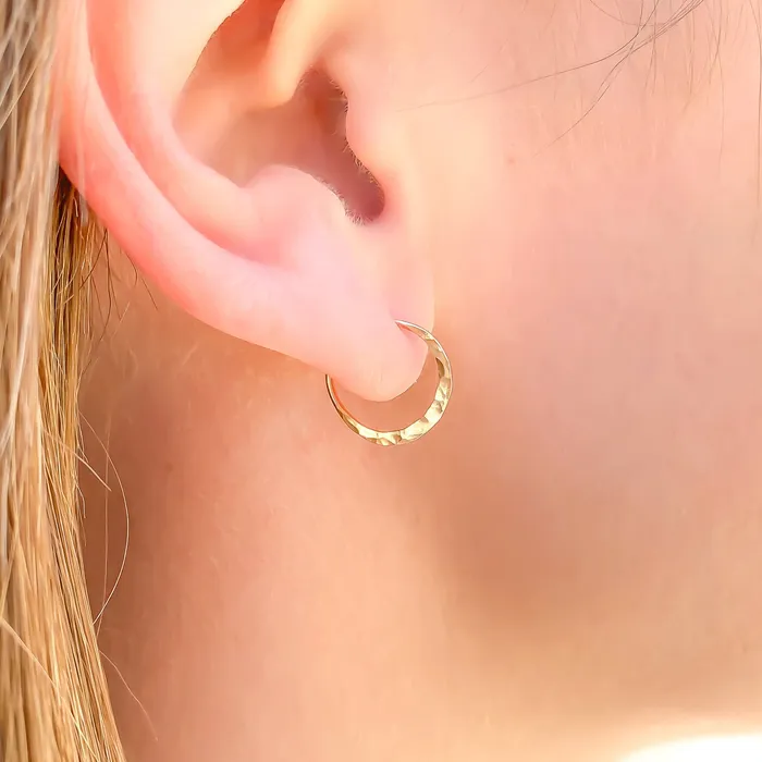 Earrings Hoops By Hand 12mm Hammered Hoop Earrings 14K Gold Filled