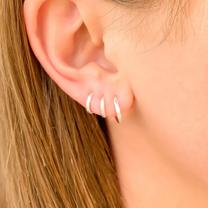 Earrings Hoops By Hand Hammered Hoop Earrings with Post Sterling Silver