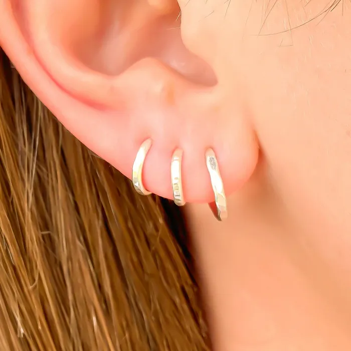 Earrings Hoops By Hand Hammered Hoop Earrings with Post Sterling Silver Earrings Hoops By Hand Hammered Hoop Earrings with Post Sterling Silver