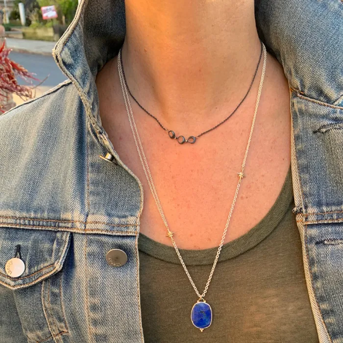 Emily Amey Jewelry Necklaces Lapis necklace in sterling silver with gold accents