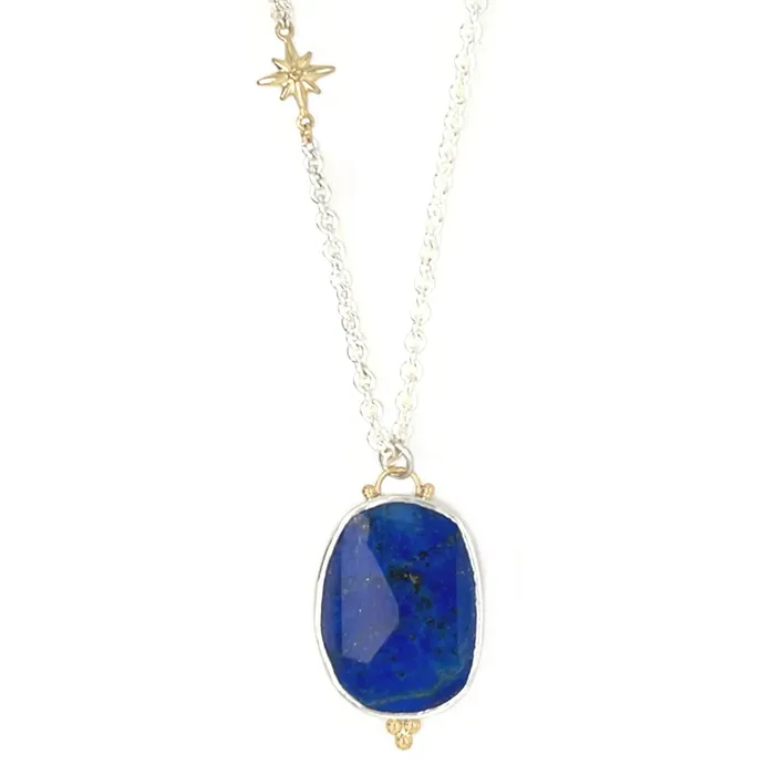Emily Amey Jewelry Necklaces Lapis necklace in sterling silver with gold accents
