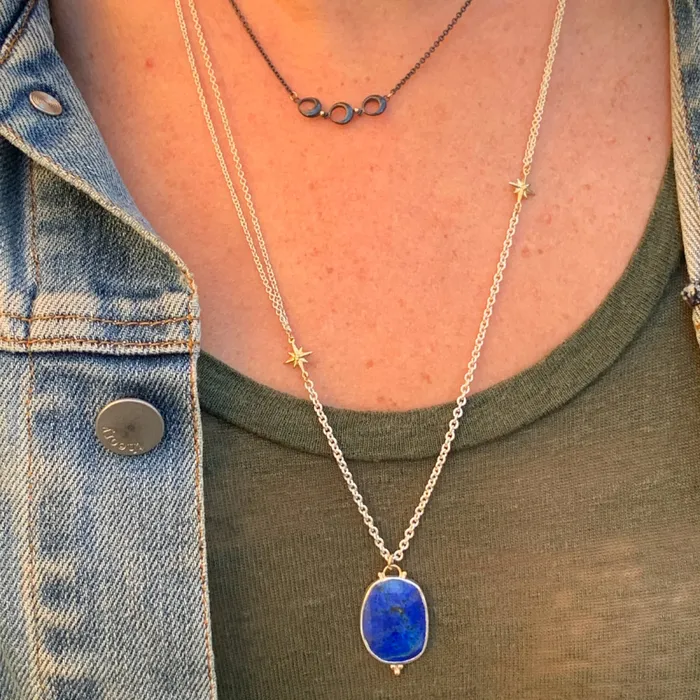 Emily Amey Jewelry Necklaces Lapis necklace in sterling silver with gold accents