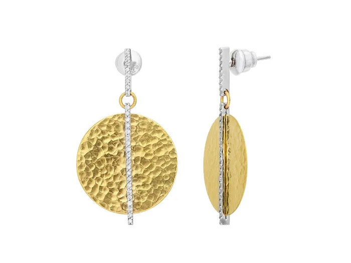 GG GOLD CLS Earrings GURHAN Lush Gold Diamond Pave Single Drop Earrings 22mm Round on Post Top GG GOLD CLS Earrings GURHAN Lush Gold Diamond Pave Single Drop Earrings 22mm Round on Post Top