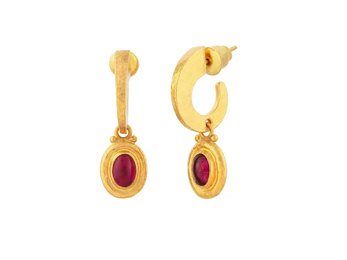GG GOLD OOAK GURHAN Muse Gold Tourmaline Single Drop Earrings 7x5mm Oval set in Wide Frame Hoop Post Top Earrings GG GOLD OOAK GURHAN Muse Gold Tourmaline Single Drop Earrings 7x5mm Oval set in Wide Frame Hoop Post Top Earrings