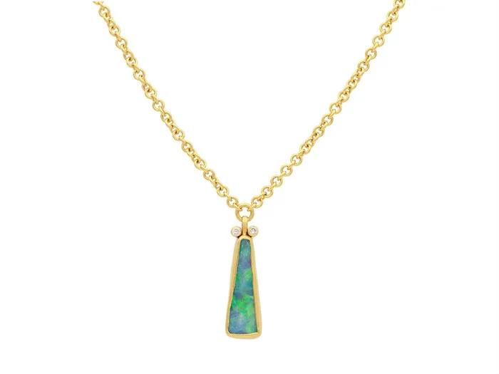 GG GOLD OOAK GURHAN Rune Gold Opal Pendant Necklace 20x6mm Triangle Necklaces GG GOLD OOAK GURHAN Rune Gold Opal Pendant Necklace 20x6mm Triangle Necklaces