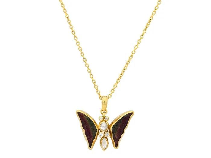GG GOLD OOAK Necklaces GURHAN Butterfly Gold Tourmaline Pendant Necklace 29x305mm GG GOLD OOAK Necklaces GURHAN Butterfly Gold Tourmaline Pendant Necklace 29x305mm