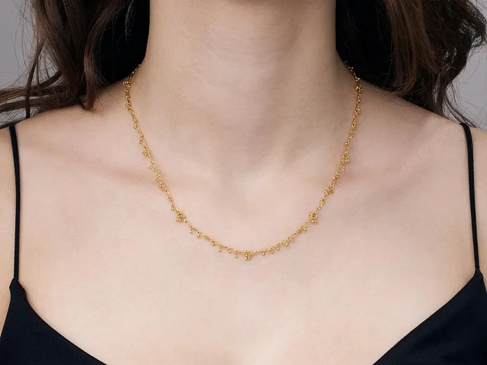 GG GOLD TRAD Necklaces GURHAN Boucle Gold Link Short Necklace Delicate Wire and Gold Granulations GG GOLD TRAD Necklaces GURHAN Boucle Gold Link Short Necklace Delicate Wire and Gold Granulations