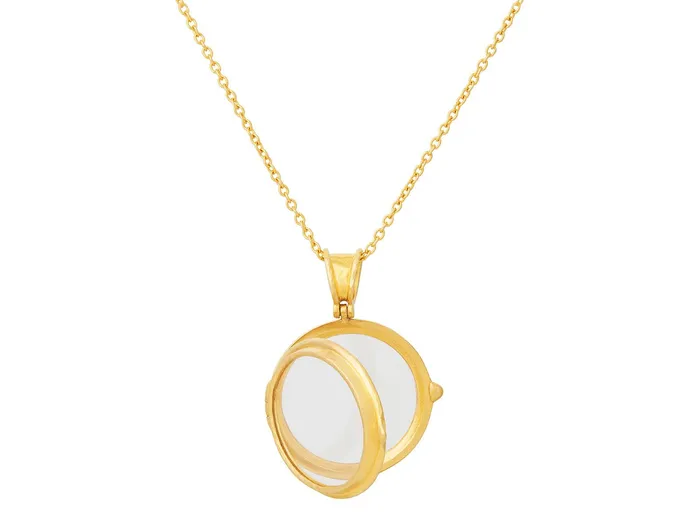 GG GOLD TRAD Necklaces GURHAN Locket Gold Crystal Pendant Necklace 20mm Round GG GOLD TRAD Necklaces GURHAN Locket Gold Crystal Pendant Necklace 20mm Round