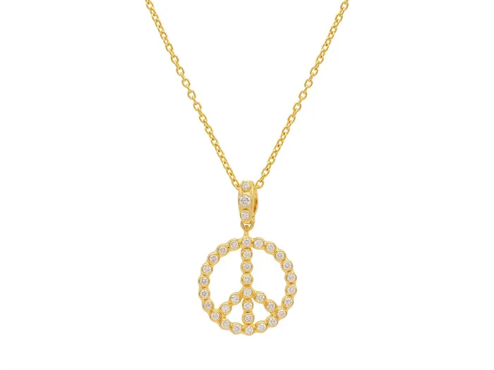 GURHAN Spell Gold Pendant Necklace Peace Sign Diamond GG GOLD TRAD Necklaces GURHAN Spell Gold Pendant Necklace Peace Sign Diamond GG GOLD TRAD Necklaces