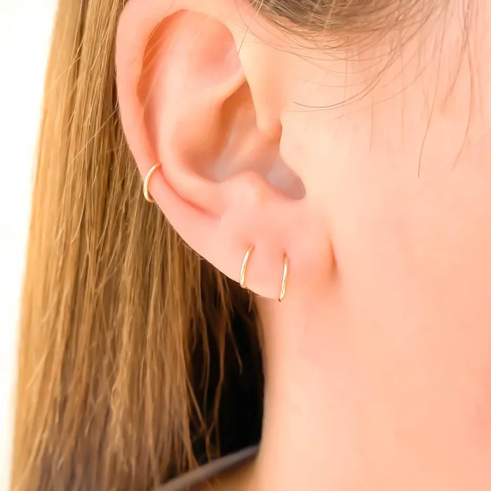 Hoops By Hand Earrings 24K Solid Gold Tiny Hoop Earrings