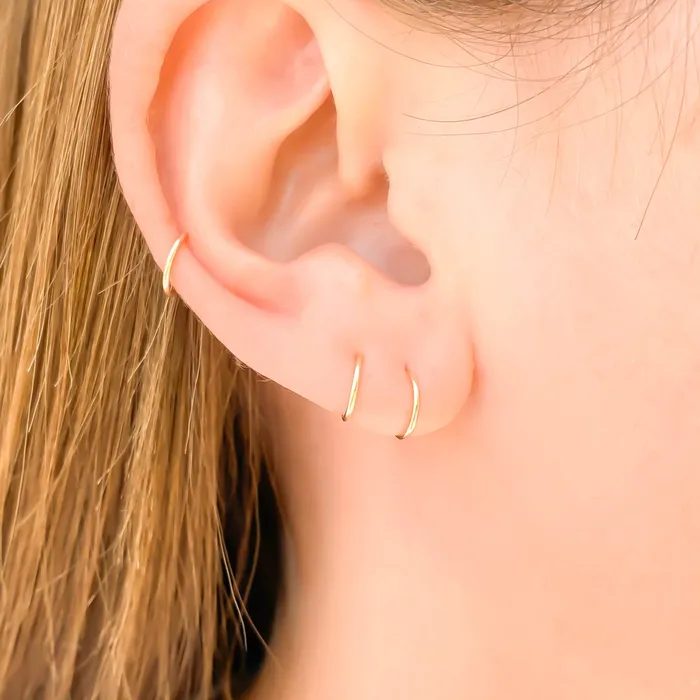 Hoops By Hand Earrings 24K Solid Gold Tiny Hoop Earrings