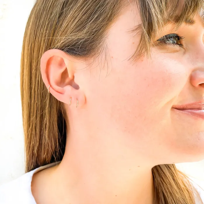 Hoops By Hand Earrings 24K Solid Gold Tiny Hoop Earrings