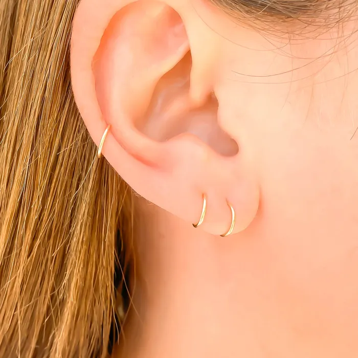 Hoops By Hand Earrings 24K Solid Gold Tiny Hoop Earrings