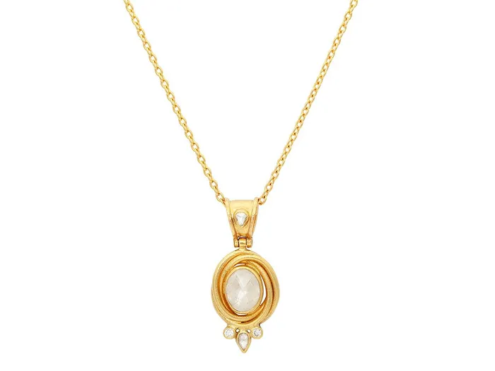 Necklaces GG GOLD OOAK GURHAN Muse Gold Diamond Pendant Necklace 10x8mm Oval set in Wide Frame Necklaces GG GOLD OOAK GURHAN Muse Gold Diamond Pendant Necklace 10x8mm Oval set in Wide Frame