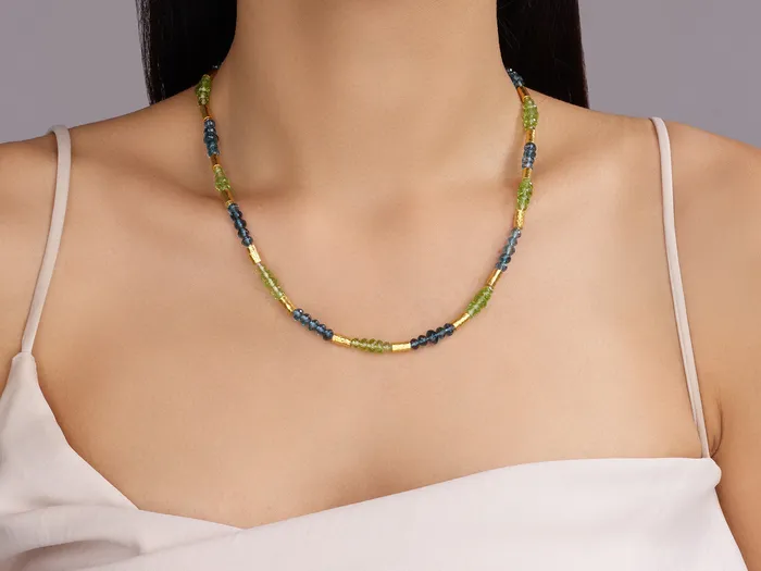 Necklaces GG GOLD OOAK GURHAN Vertigo Gold MultiStone Beaded Short Necklace Hammered Gold Tubes and Stone Clusters Necklaces GG GOLD OOAK GURHAN Vertigo Gold MultiStone Beaded Short Necklace Hammered Gold Tubes and Stone Clusters