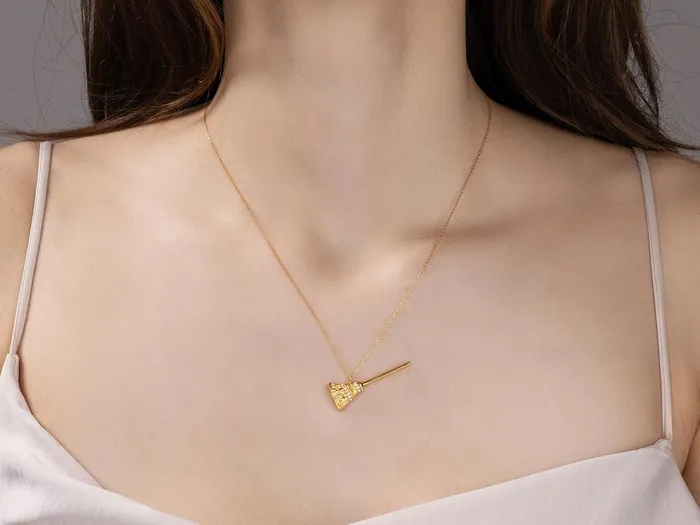 Necklaces GURHAN Spell Gold Diamond Pendant Necklace Large Broom GG GOLD TRAD Necklaces GURHAN Spell Gold Diamond Pendant Necklace Large Broom GG GOLD TRAD