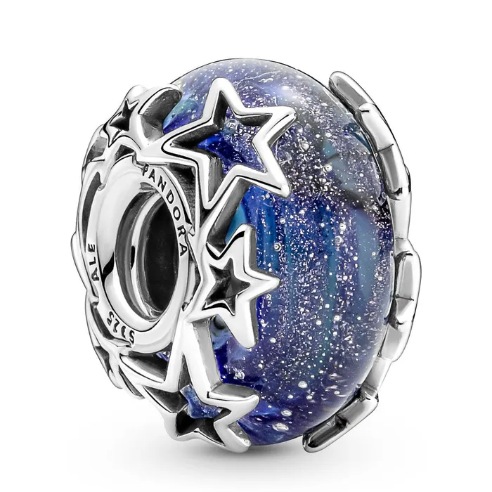 Pandora Charm Necklaces Pandora Galaxy Blue Star Murano Charm