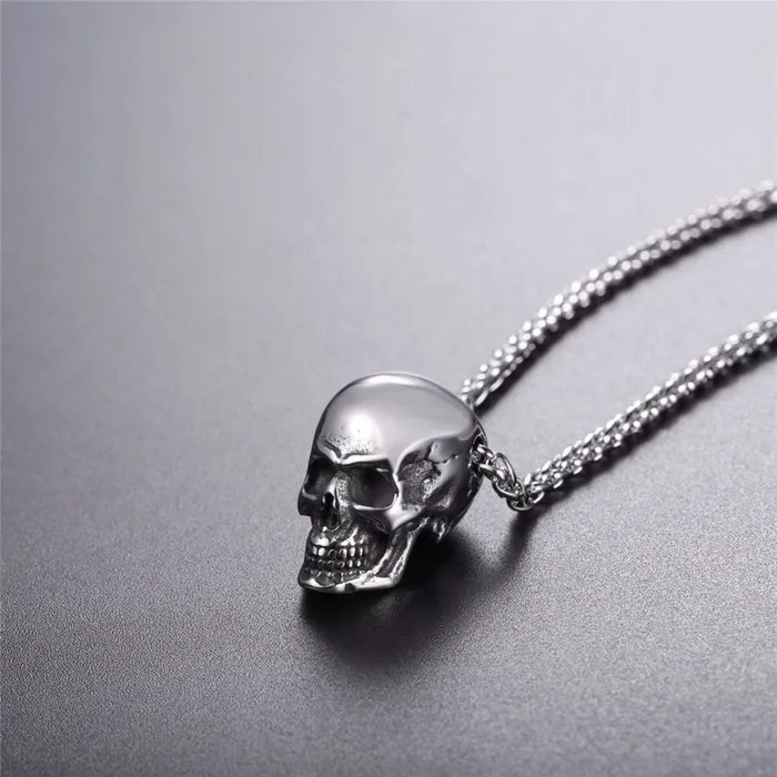 sparklingselections Necklaces Stainless Steel Gothic Biker Skull Pendant Necklace sparklingselections Necklaces Stainless Steel Gothic Biker Skull Pendant Necklace