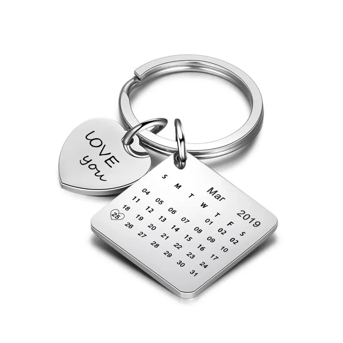 Stainless Steel Handmade Calendar Keychain Heart Shaped Love You Keyrings sparklingselections Necklaces Stainless Steel Handmade Calendar Keychain Heart Shaped Love You Keyrings sparklingselections Necklaces