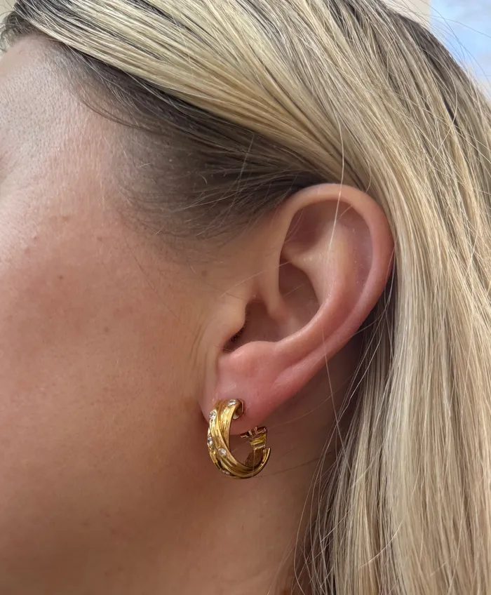 Cartier Earrings Cartier Constellation Trinity Yellow Gold Diamond Hoop Earrings