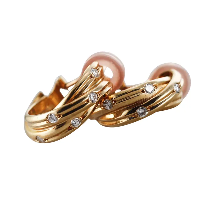 Cartier Earrings Cartier Constellation Trinity Yellow Gold Diamond Hoop Earrings