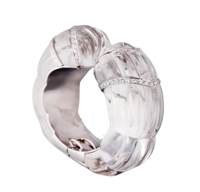 David Webb Bracelets David Webb Crystal Diamond Gold Platinum Cuff Bracelet