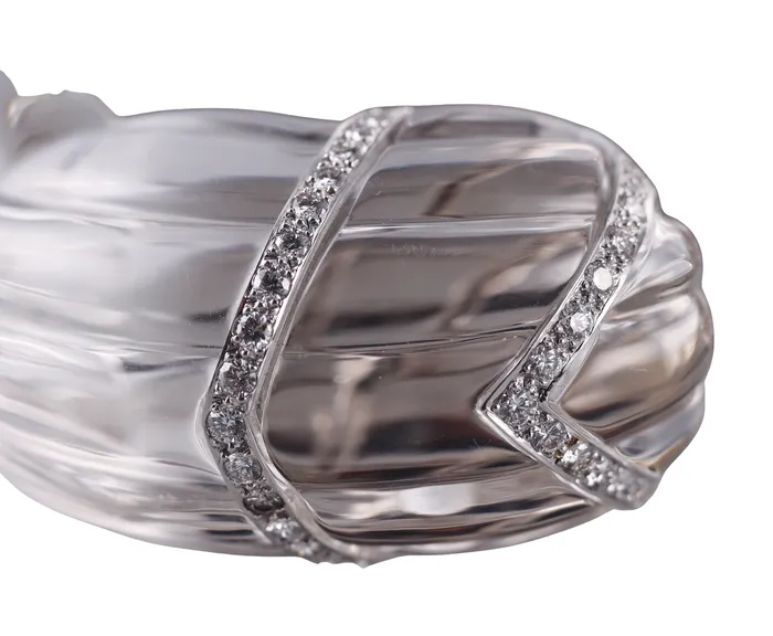 David Webb Bracelets David Webb Crystal Diamond Gold Platinum Cuff Bracelet