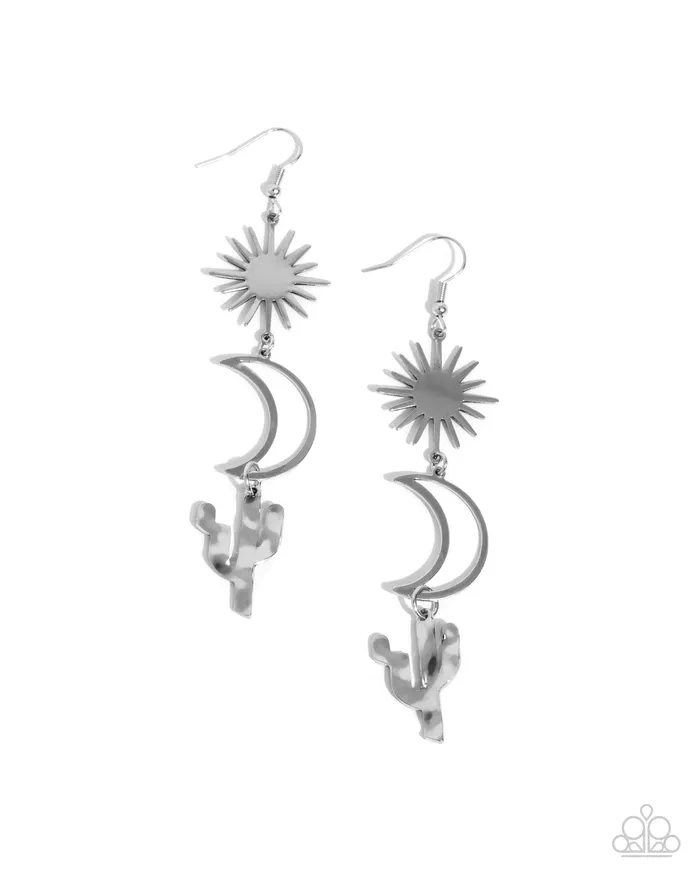 Paparazzi Accessories Earrings Wishfully Western Silver Earrings Jewelry by Bretta